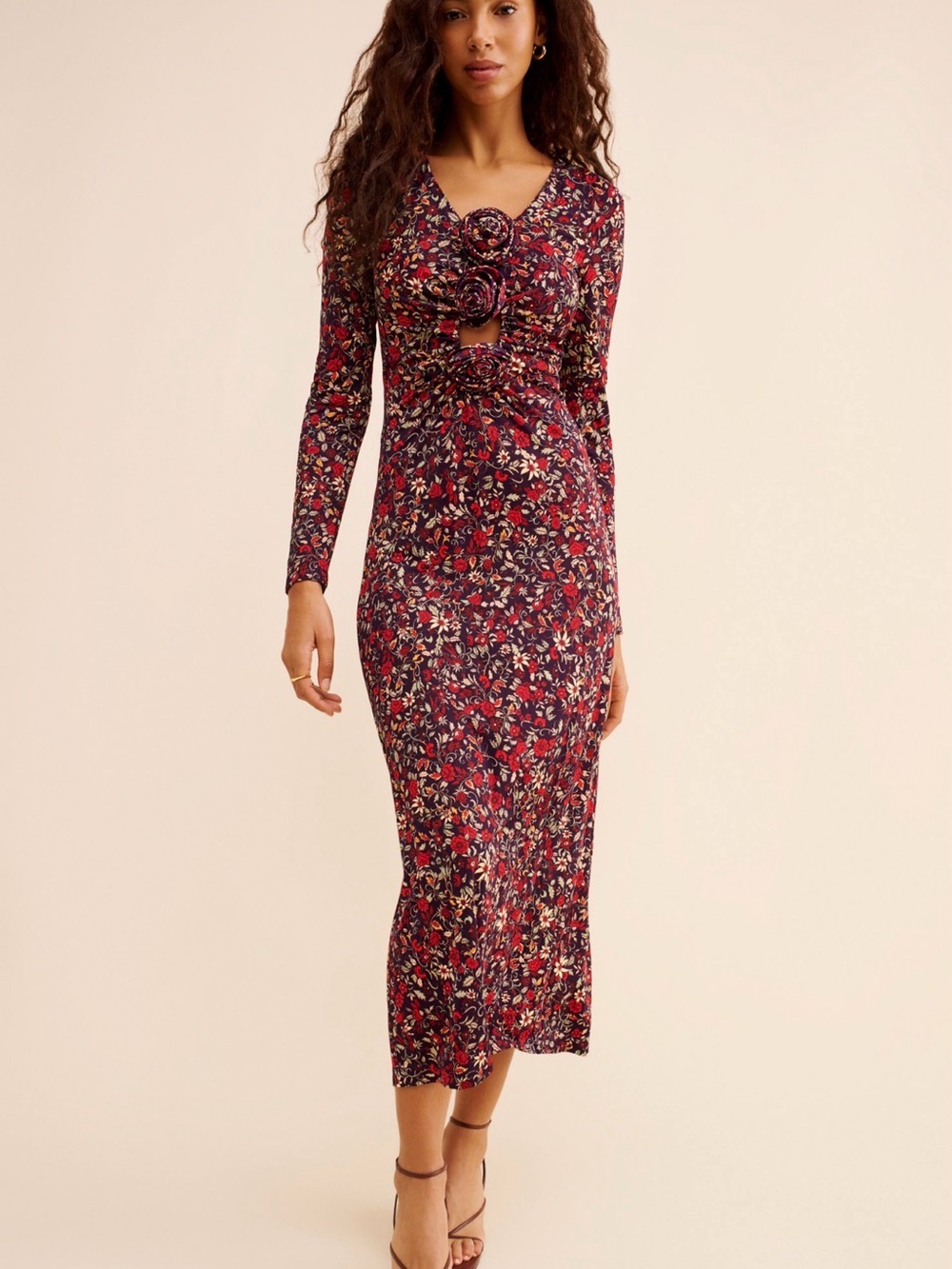NWT FARM Rio Chelsea Garden Floral Rosette Midi Dress